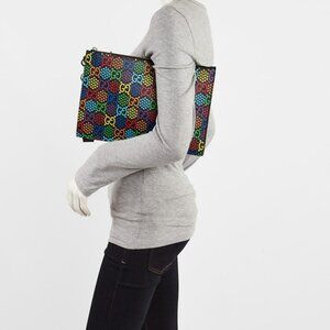 Gucci Multicolor/Black GG Supreme Coated Canvas Psychedelic Wristlet Pouch